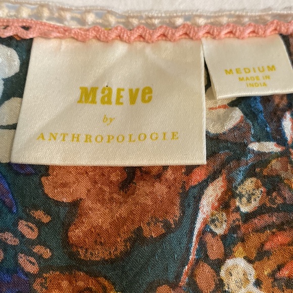 Anthropologie Maeve Nikki Peasant Blouse bohemian balloon sleeve crochet floral - Picture 5 of 15